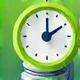 Clock and print stacks denoting fast service