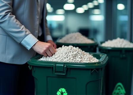 Staff member securely handling a shredding bin